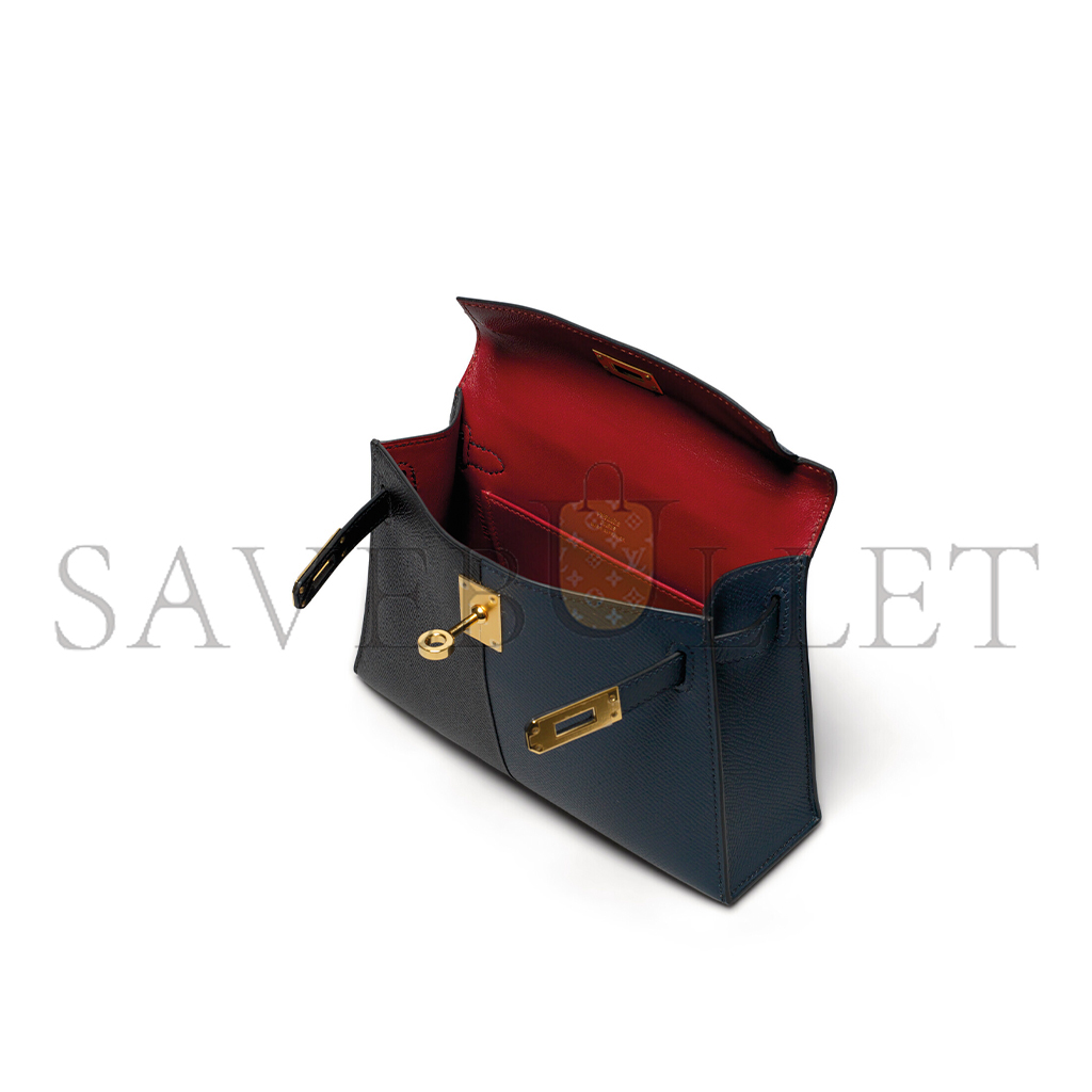 HERMÈS MASTER EDITION BLEU INDIGO, BLACK & ROUGE GRENAT EPSOM LEATHER MINI KELLY II WITH GOLD HARDWARE (19*12*5.5cm) 